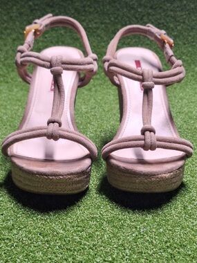 Prada Beige Suede Open Toe Wedges Women's Size 4.5 - 5, EU 35 3XZ113 Review Size